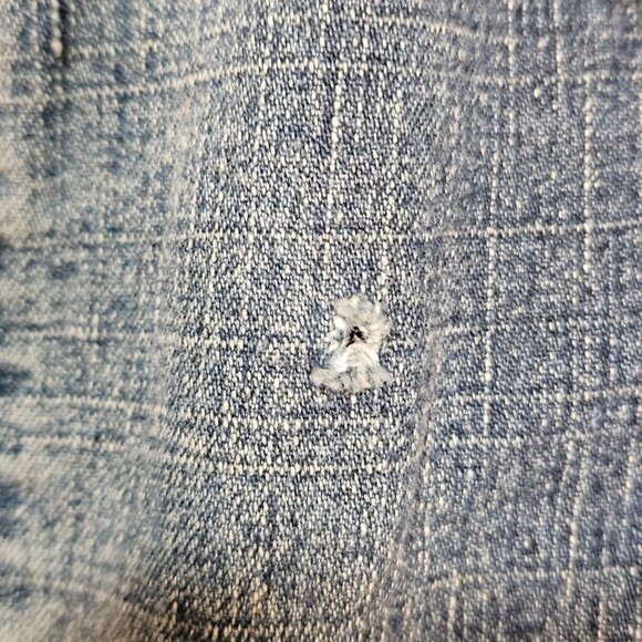 Womans distressed utility military style double breasted button up cotton denim - Picture 5 of 12